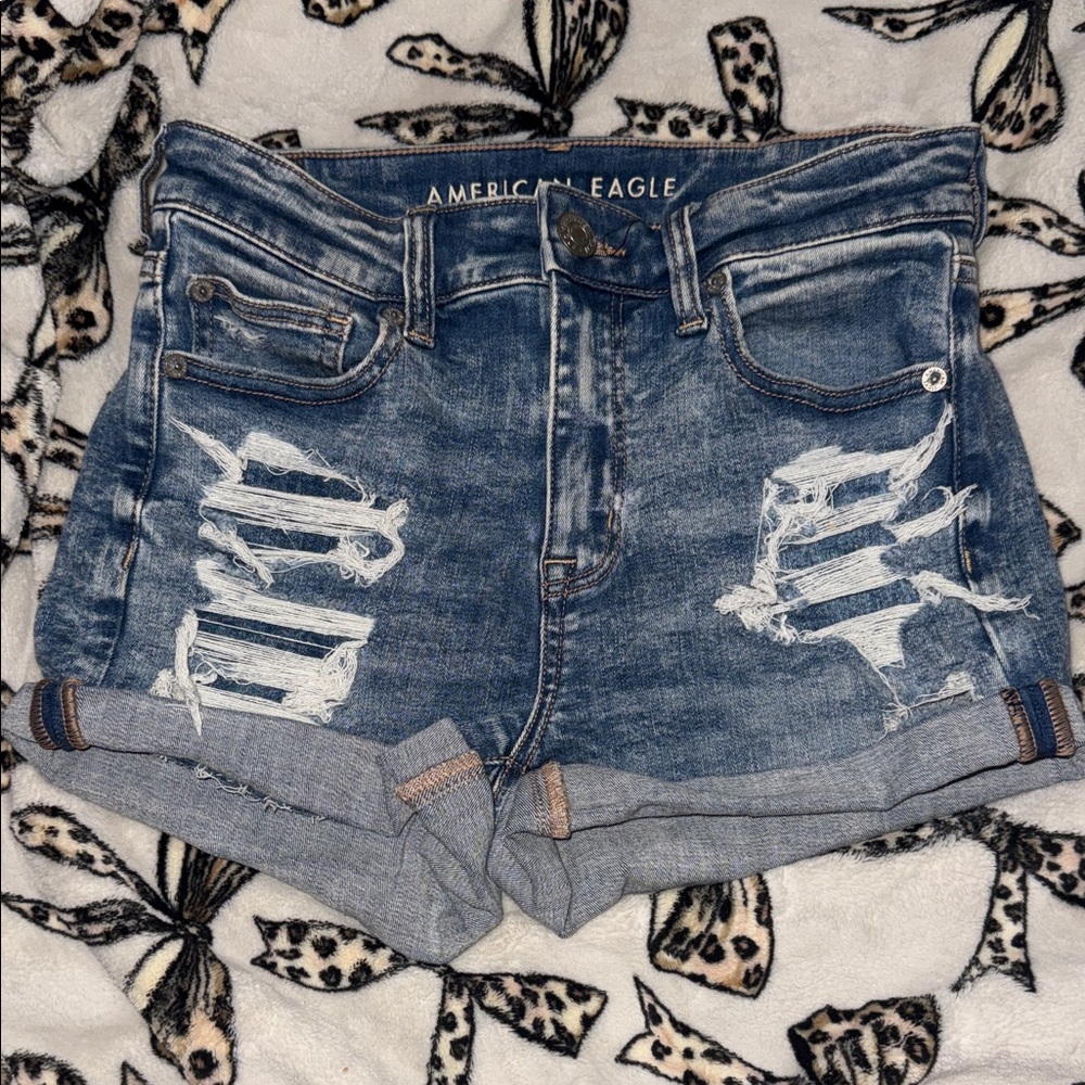 American Eagle Outfitters Ripped Blue Jean Shorts